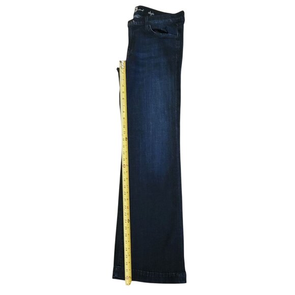 7 For All Mankind DOJO Dark Wash Flare Leg Jeans with Gold Studded Pockets Sz 30 - Picture 10 of 16
